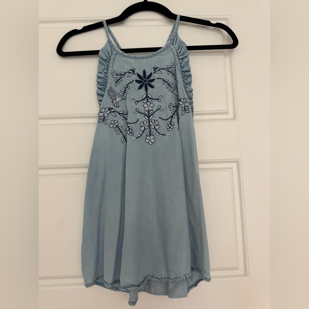 Blue Embroidered women’s tank